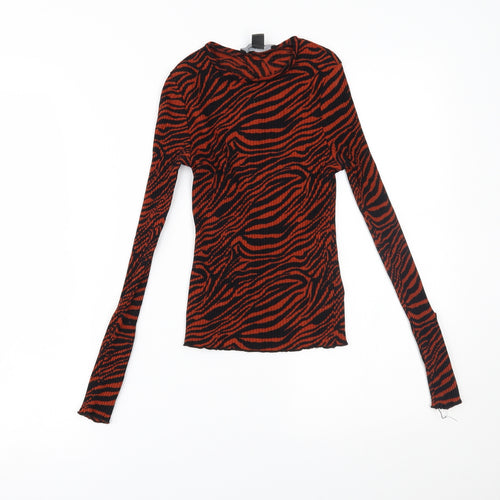 Primark Womens Brown Animal Print  Basic Blouse Size XS