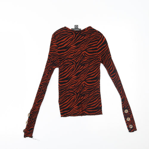 Primark Womens Brown Animal Print  Basic Blouse Size XS