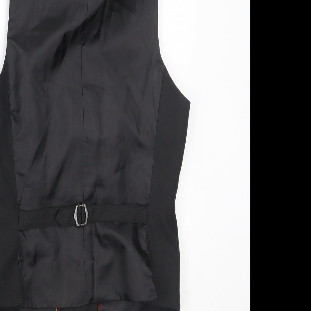 H&M Womens Black Pinstripe  Jacket Suit Waistcoat Size 6