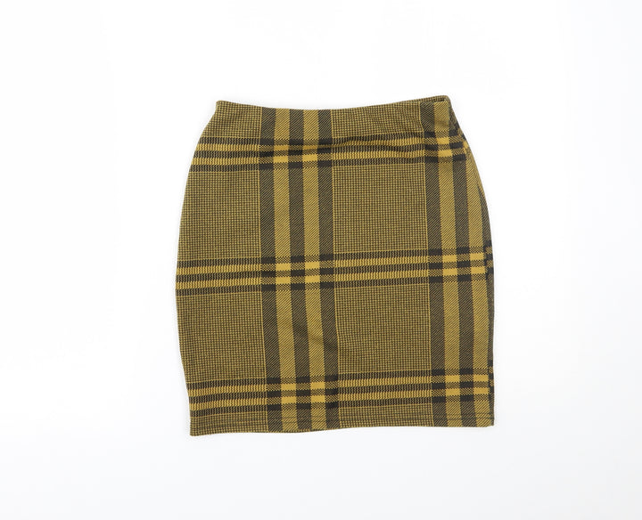 New Look Womens Yellow Houndstooth  Maxi Skirt Size 8