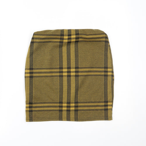 New Look Womens Yellow Houndstooth  Maxi Skirt Size 8