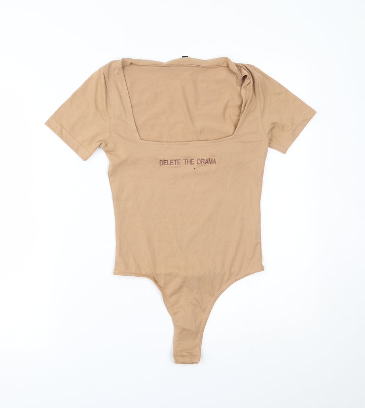 I SAW IT FIRST Womens Beige Bodysuit One-Piece Size 8
