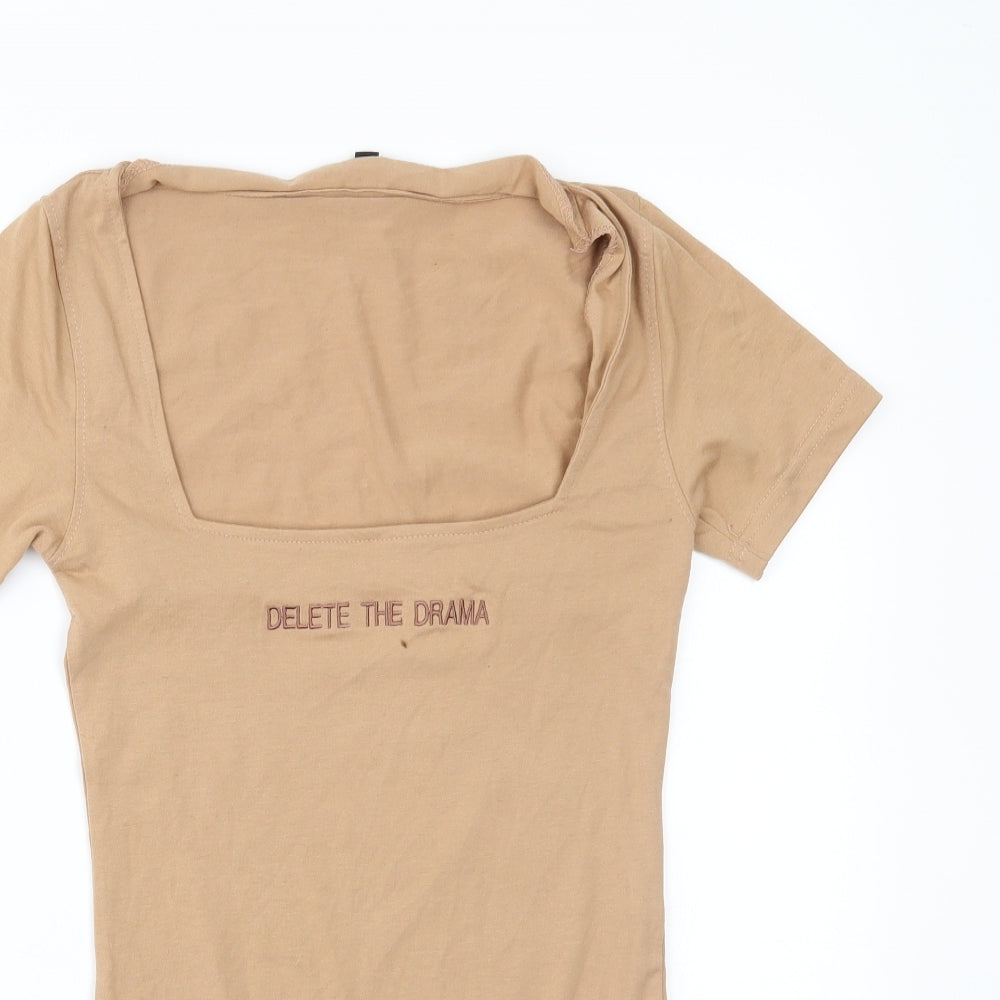 I SAW IT FIRST Womens Beige   Bodysuit One-Piece Size 8