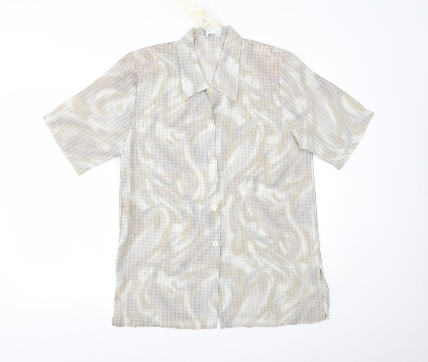 Michael Gold Womens Beige   Basic Button-Up Size M