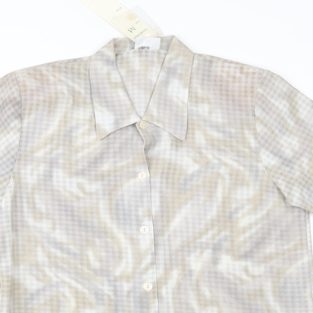 Michael Gold Womens Beige   Basic Button-Up Size M