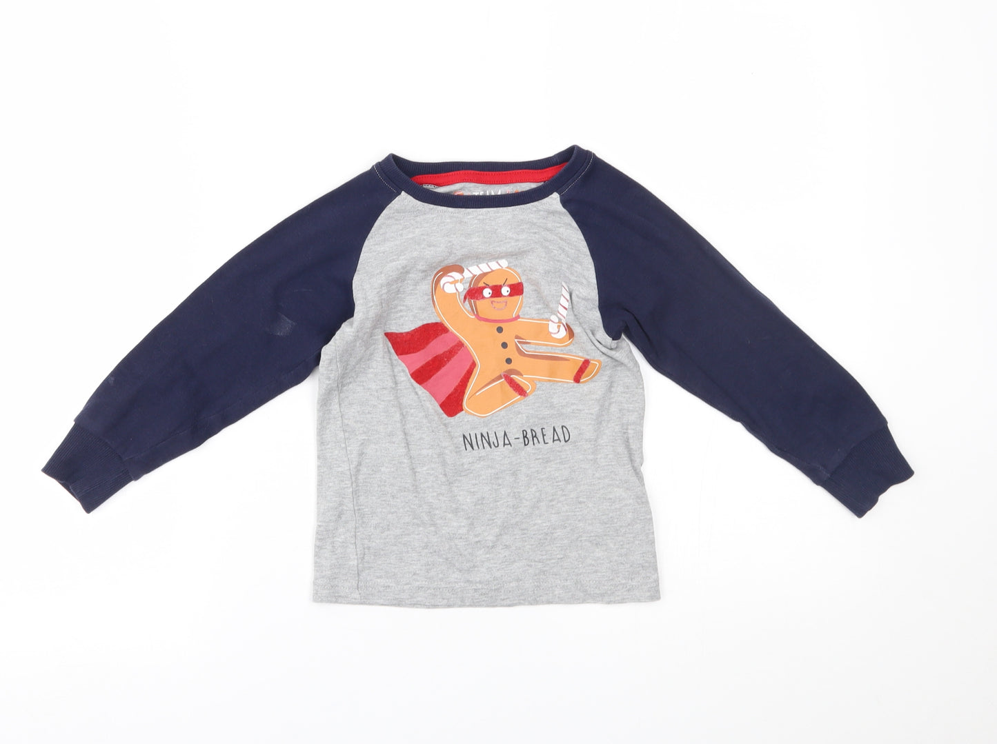 BLUEZOO Boys Grey    Pyjama Top Size 4-5 Years