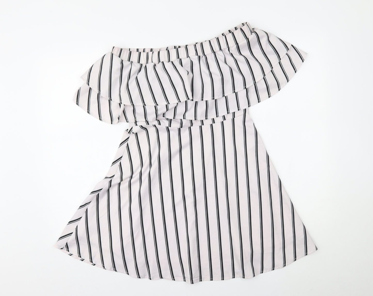 Missguided Womens White Striped  Fit & Flare  Size 10