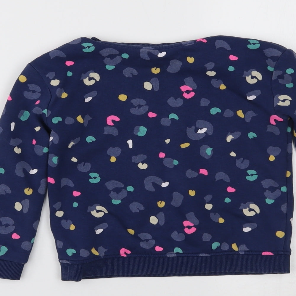 Marks and Spencer Girls Blue Animal Print  Pullover Jumper Size 4-5 Years