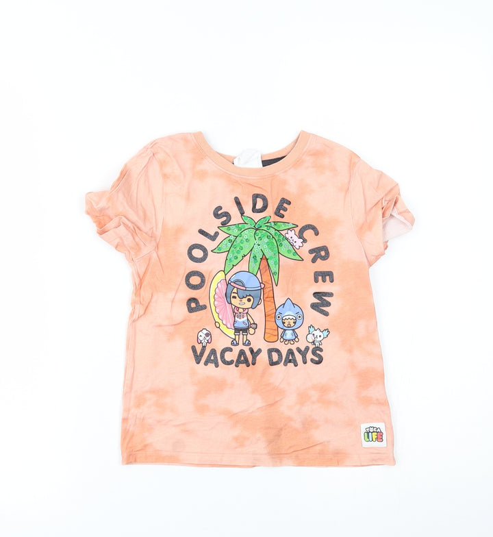 H&M Girls Orange Basic T-Shirt Size 5-6 Years