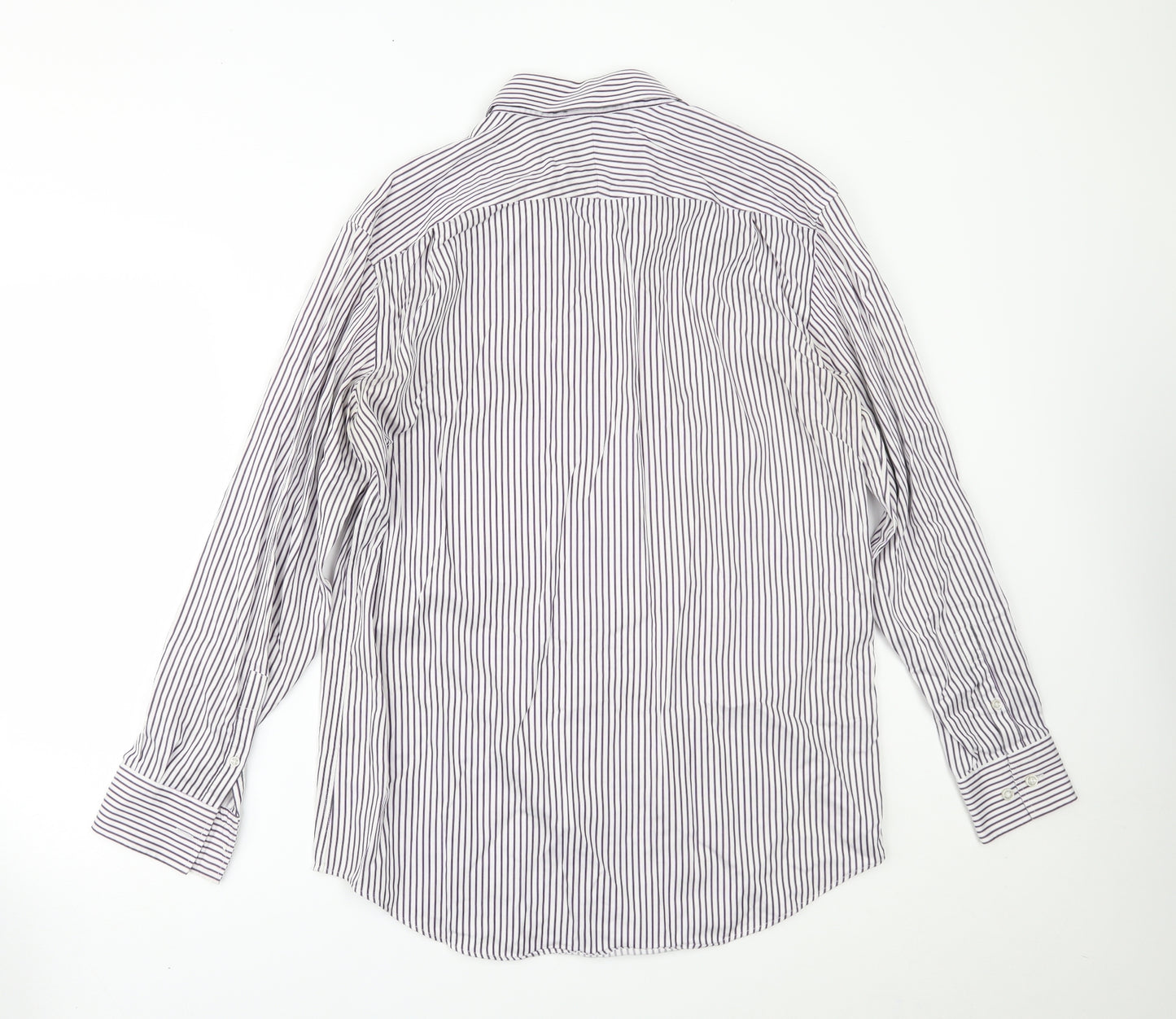 Jeff Banks Mens Purple Striped   Dress Shirt Size 16