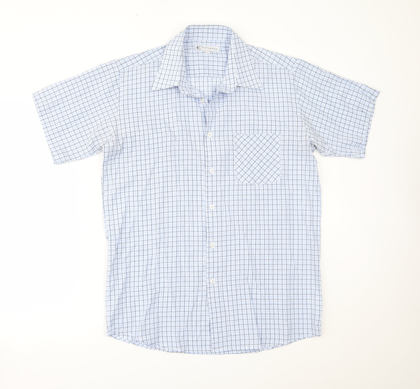 Explorer Mens Blue Check   Button-Up Size S
