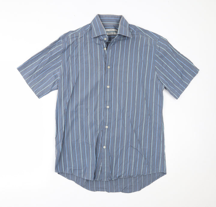 NEXT Mens Blue Striped Button-Up Size 16