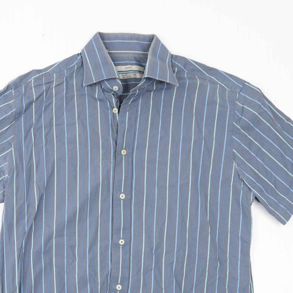 NEXT Mens Blue Striped   Button-Up Size 16