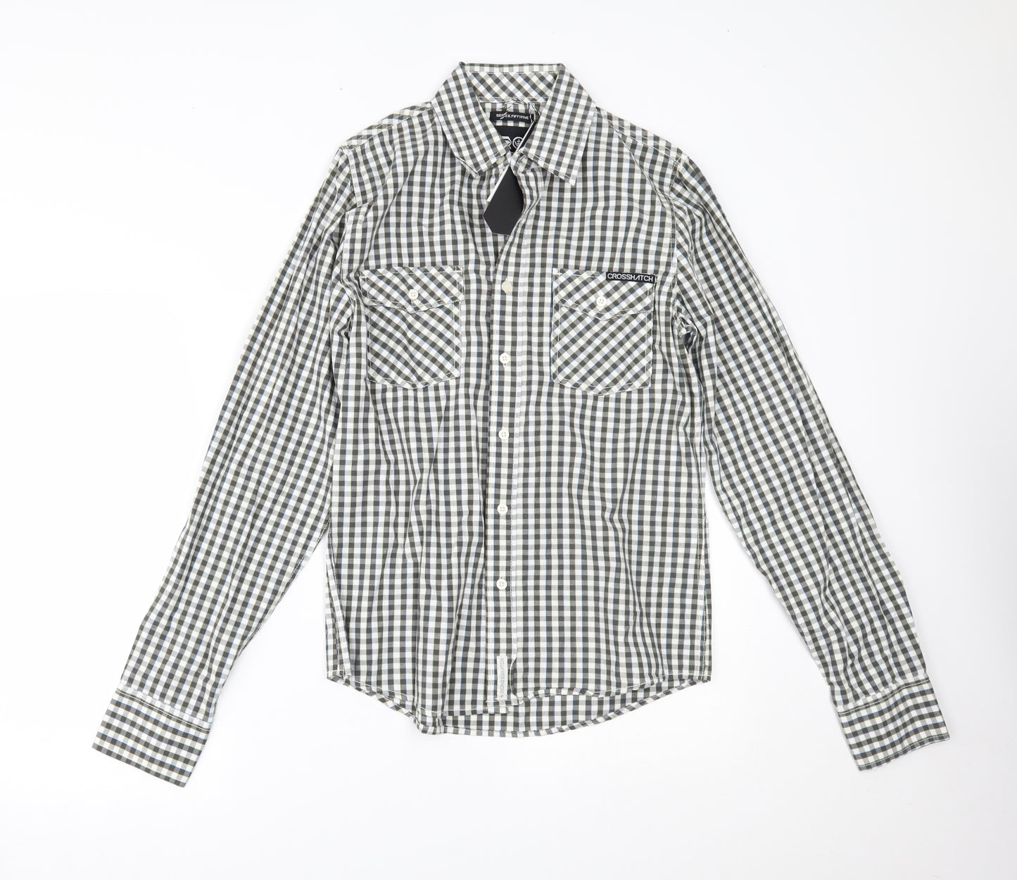 Crosshatch Mens Green Check   Button-Up Size M