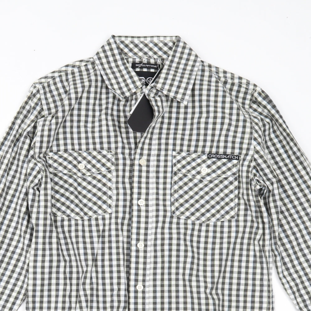 Crosshatch Mens Green Check   Button-Up Size M