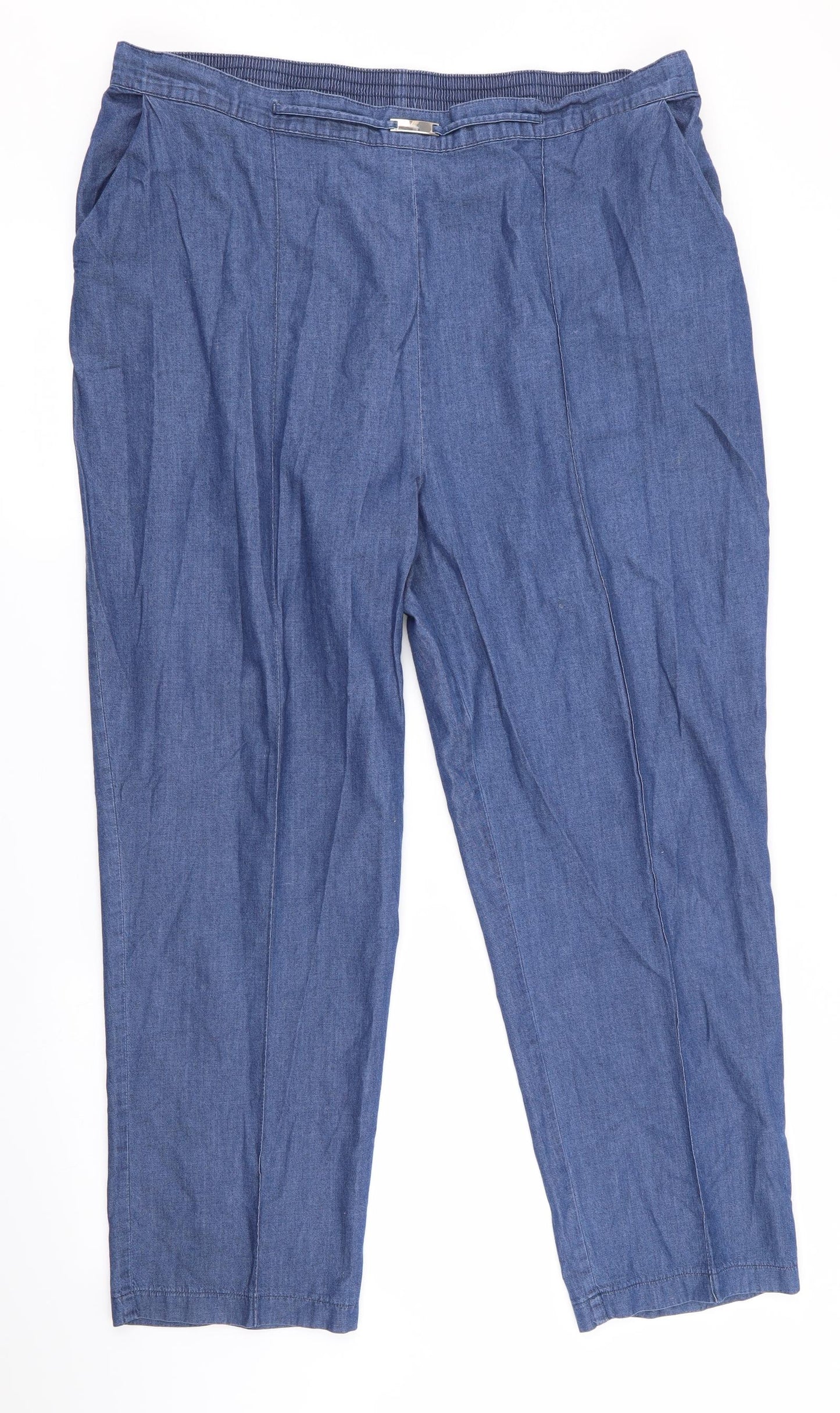 Papaya Womens Blue   Trousers  Size 18 L27 in - Back Elastication