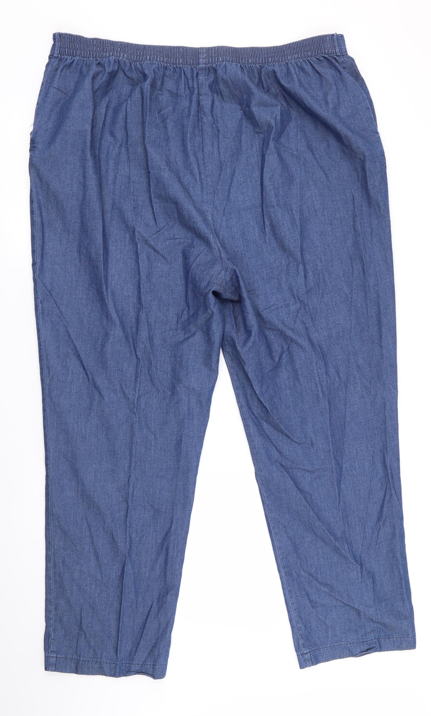 Papaya Womens Blue   Trousers  Size 18 L27 in - Back Elastication