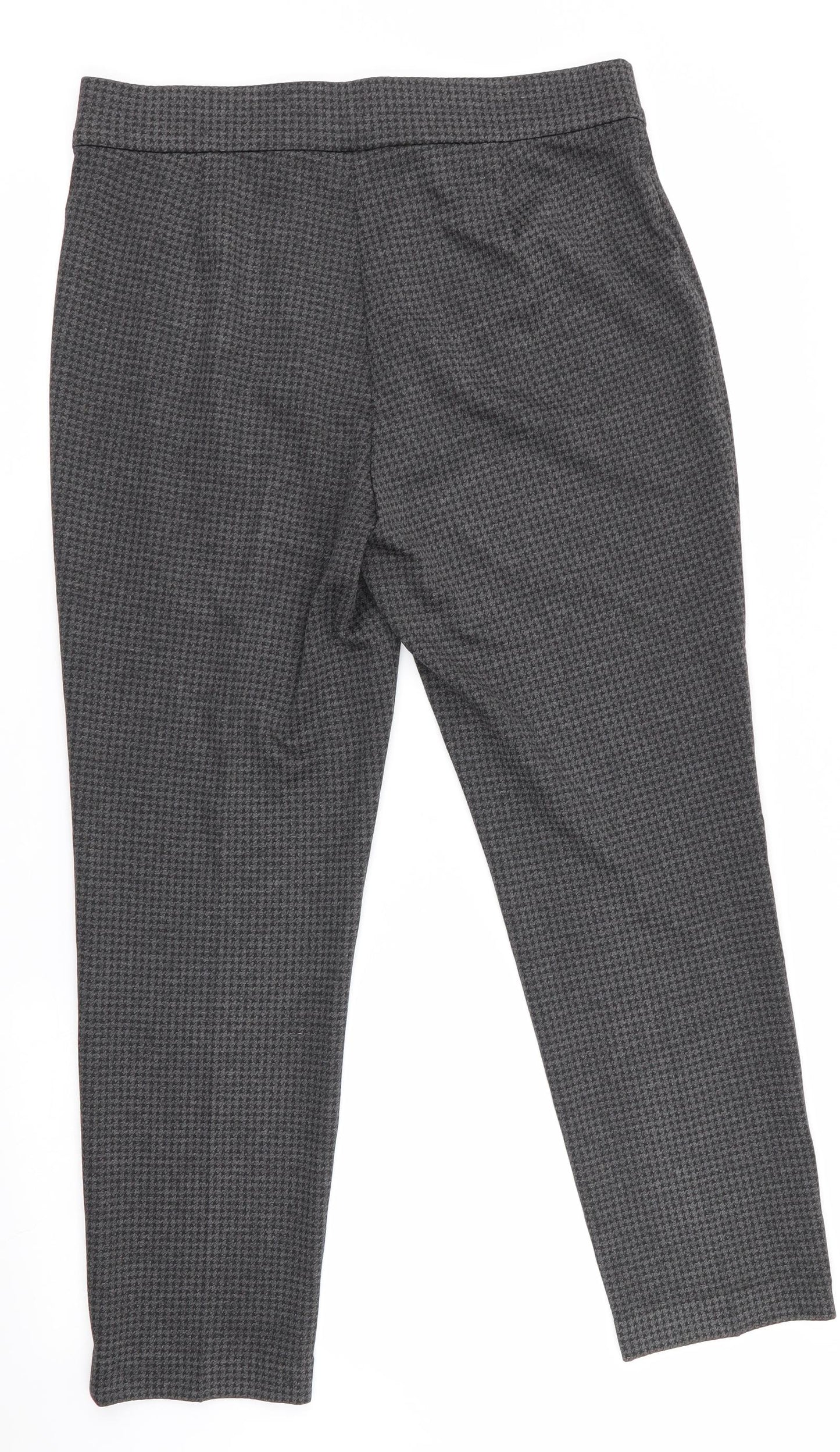 Marks and Spencer Womens Grey Houndstooth  Cropped Trousers Size 12 L25 in