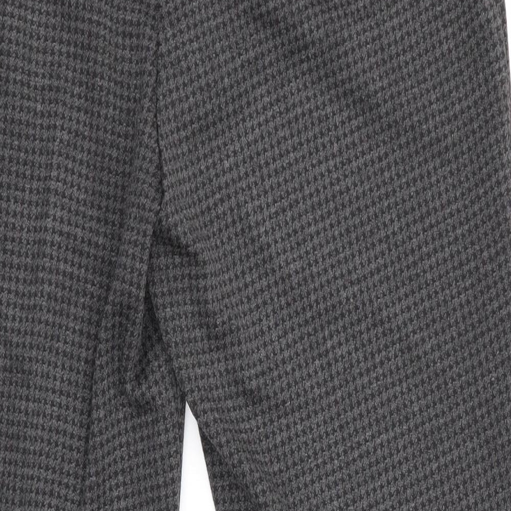Marks and Spencer Womens Grey Houndstooth  Cropped Trousers Size 12 L25 in