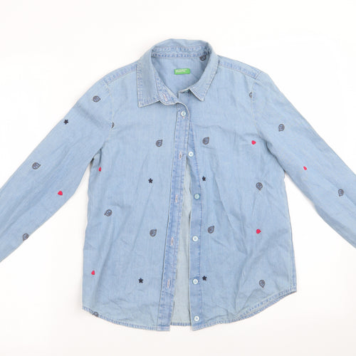 United Colours of Benetton Girls Blue   Basic Blouse Size 10 Years