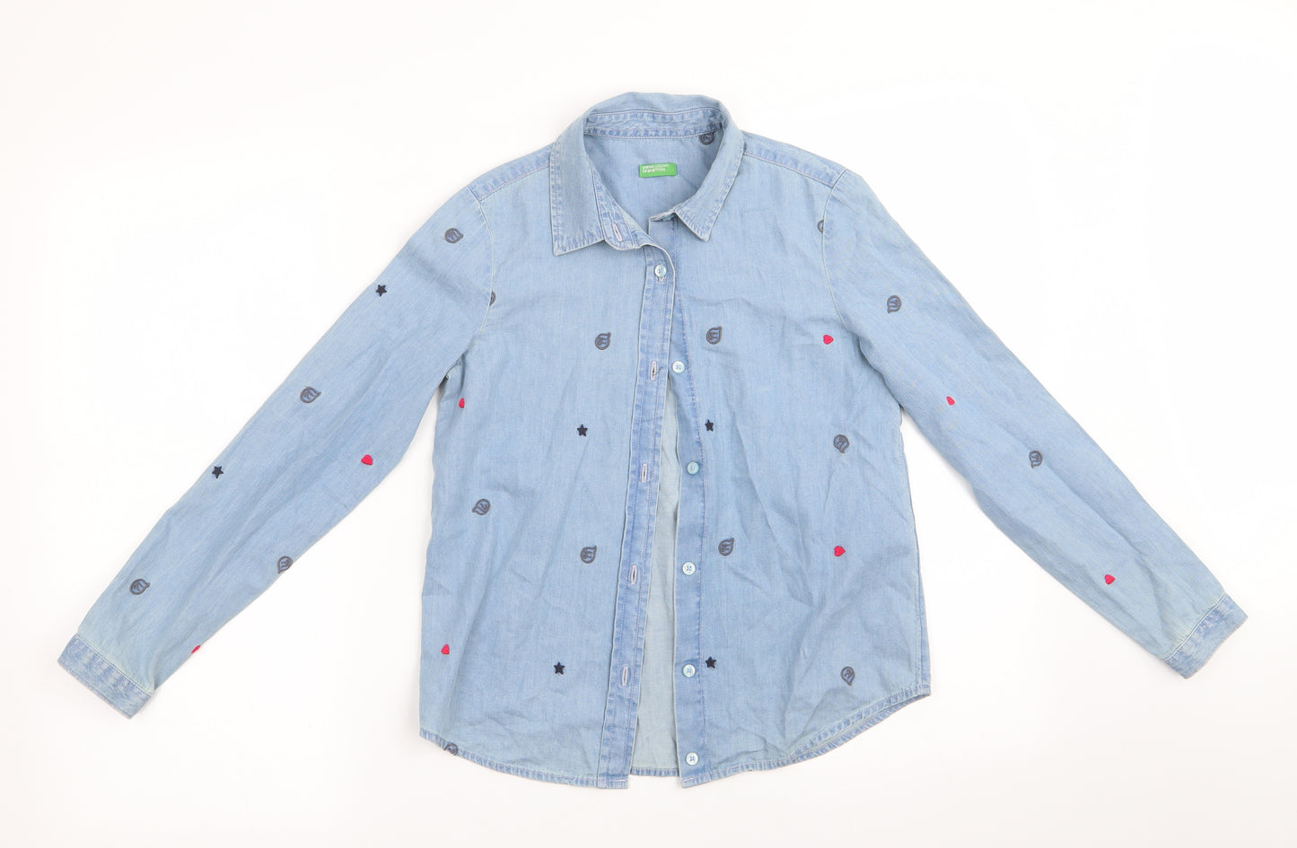 United Colours of Benetton Girls Blue   Basic Blouse Size 10 Years