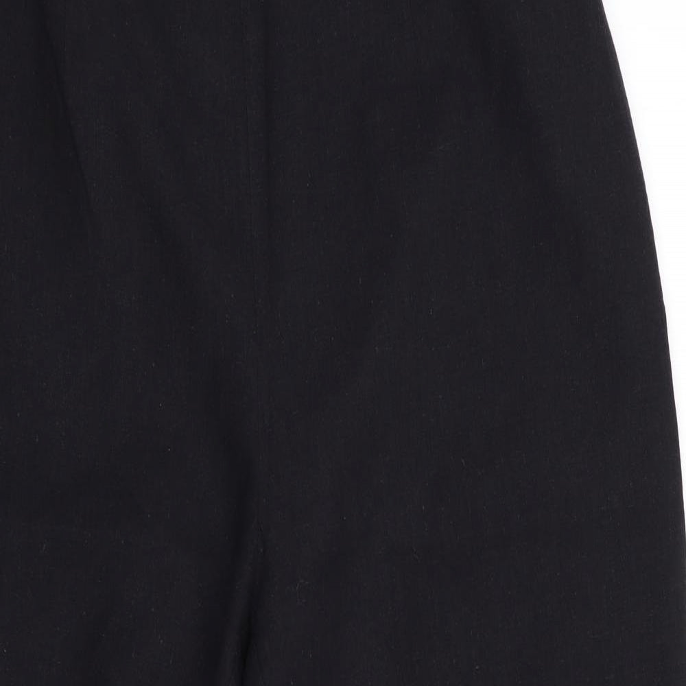 Malcolm & Co Womens Black   Cropped Trousers Size 10 L22 in - Embroidered Hem