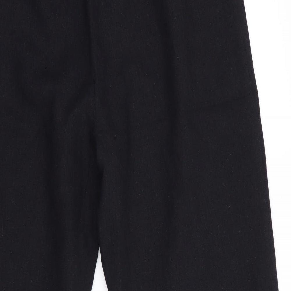 Malcolm & Co Womens Black   Cropped Trousers Size 10 L22 in - Embroidered Hem