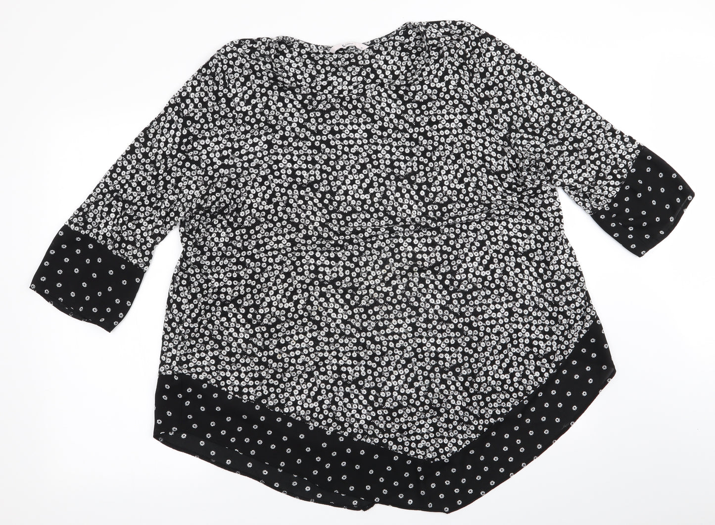 TU Womens Black Floral  Basic Blouse Size 20