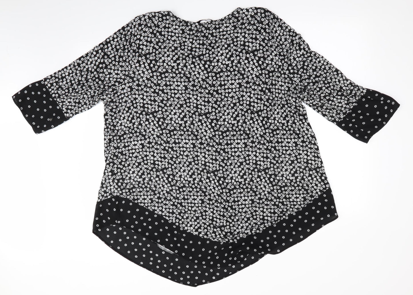 TU Womens Black Floral  Basic Blouse Size 20