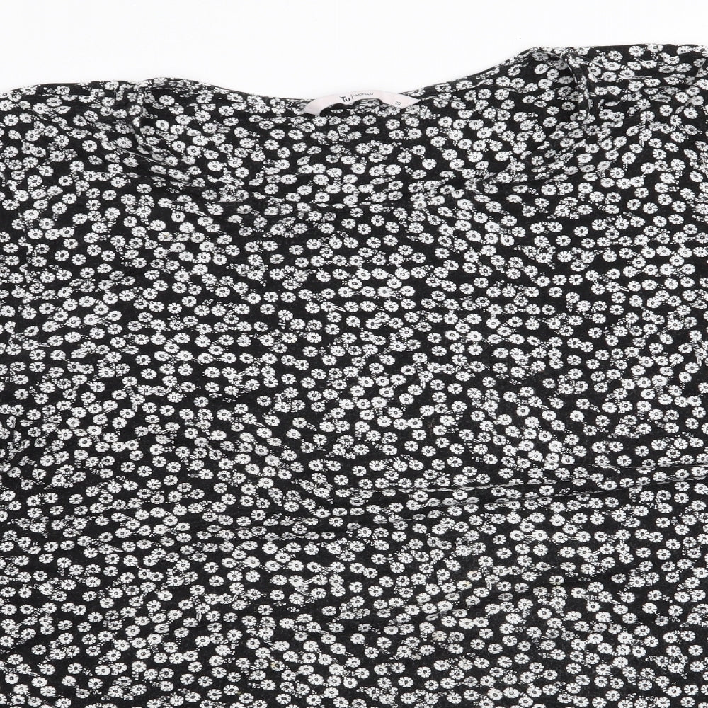 TU Womens Black Floral  Basic Blouse Size 20