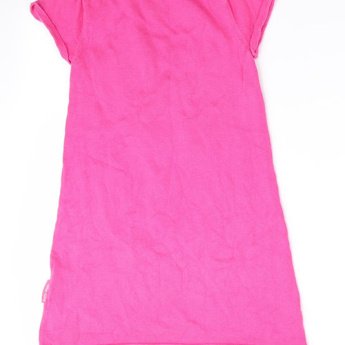 H&M Girls Pink Animal Print  Jumper Dress  Size 5-6 Years  - Cat with Glittery Bows