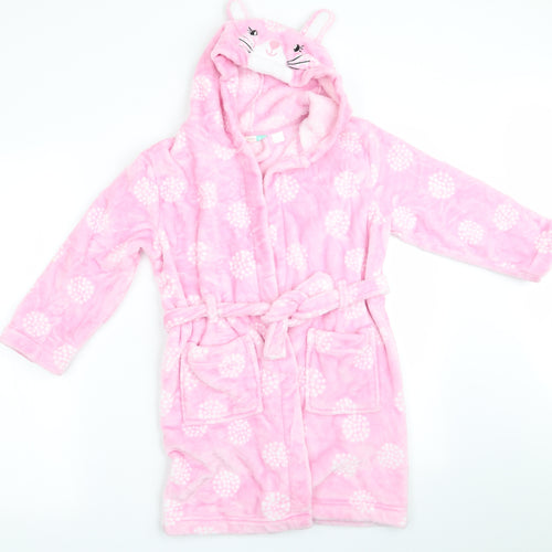 John Lews Girls Pink Animal Print   Robe Size 6 Years  - Rabbit Ears Hood