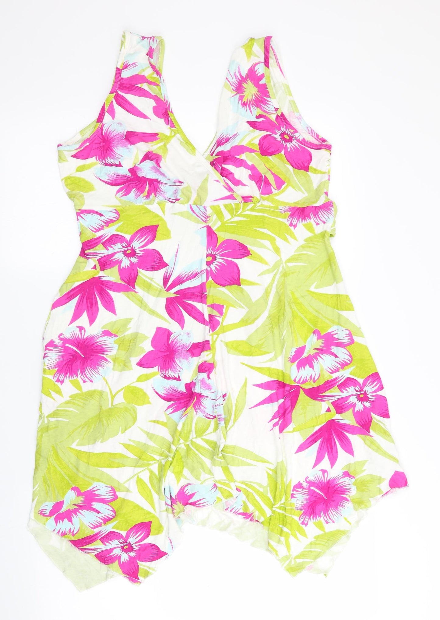 Editions Womens White Floral  Slip Dress  Size 16