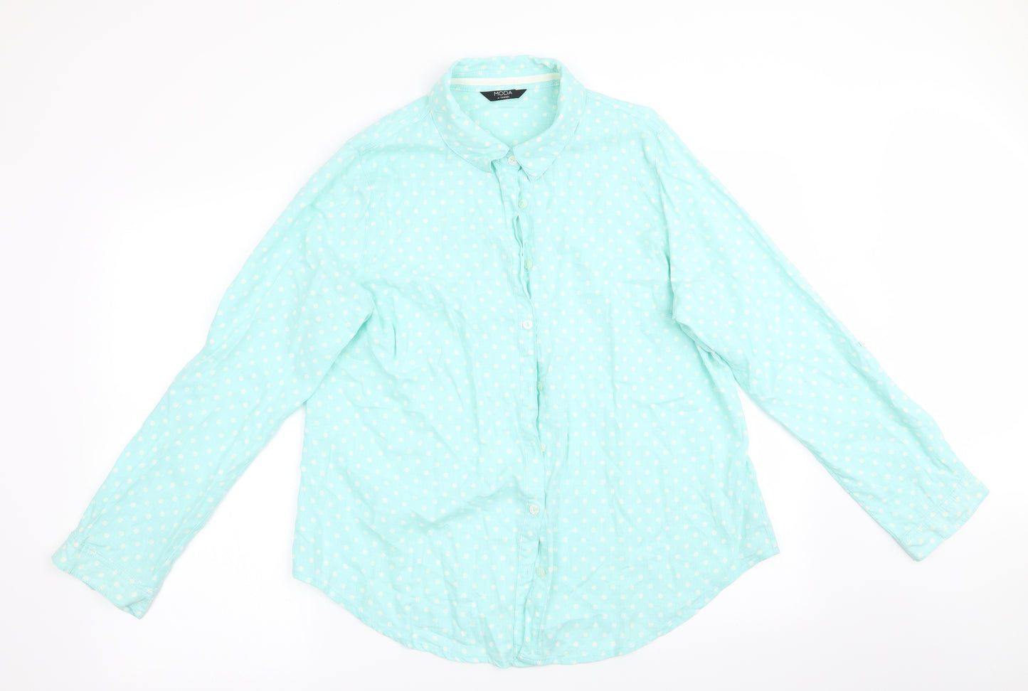 Moda at George  Womens Green Polka Dot  Basic Blouse Size 18  - Linen Look Blouse