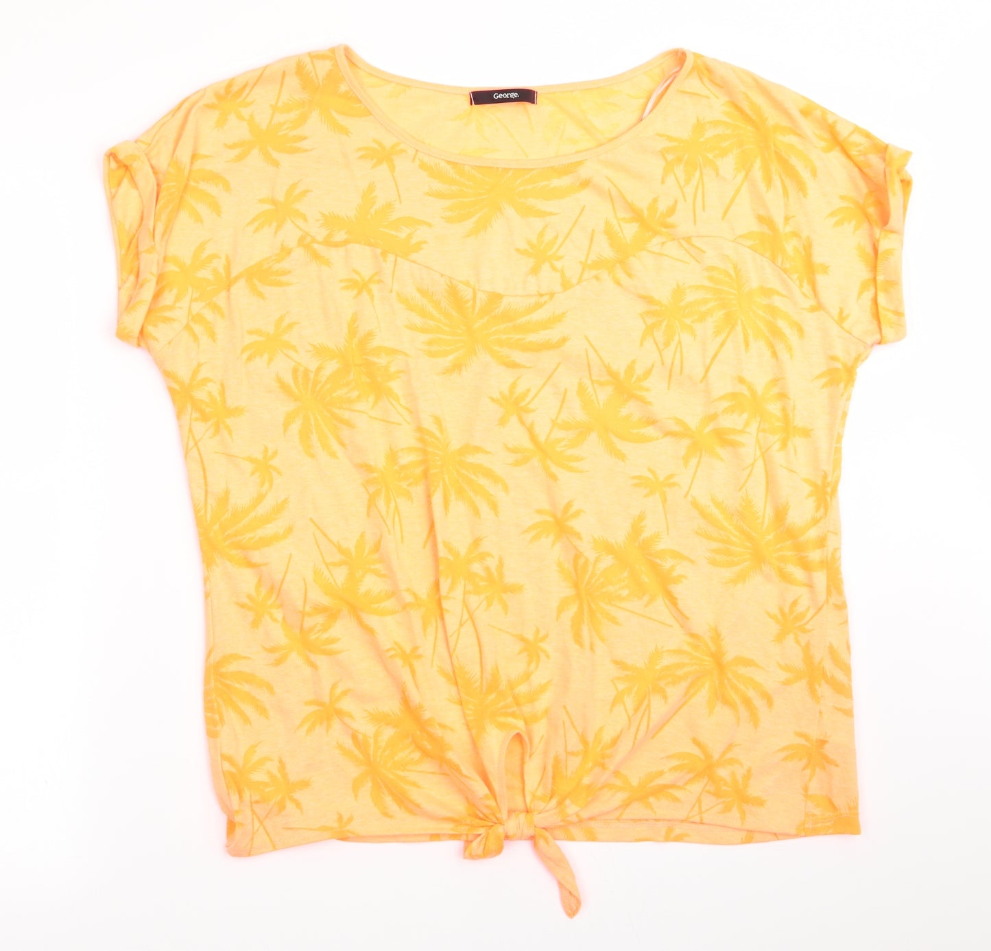 George Womens Orange Floral  Basic T-Shirt Size 16  - Tie Front Detail