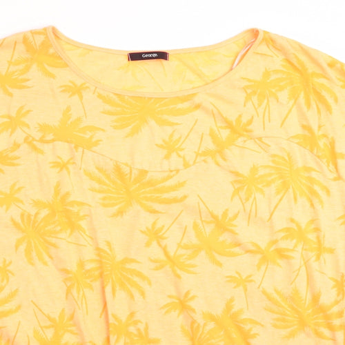 George Womens Orange Floral  Basic T-Shirt Size 16  - Tie Front Detail