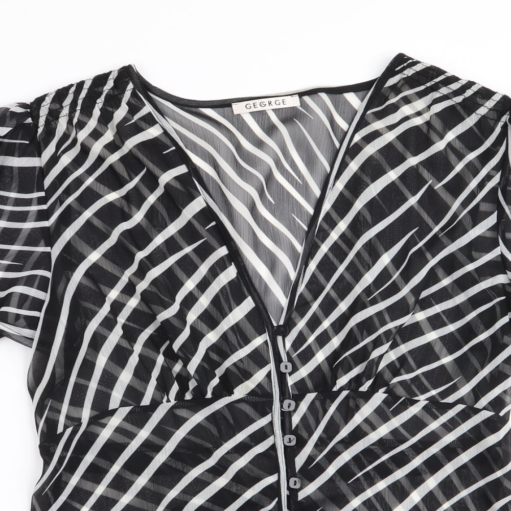 George Womens Black Striped  Basic Blouse