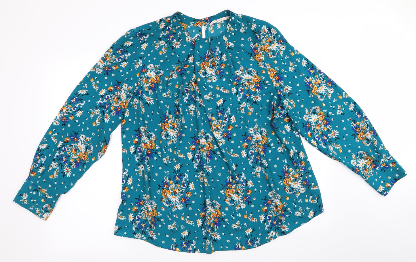 TU Womens Blue Floral  Basic Blouse Size 22