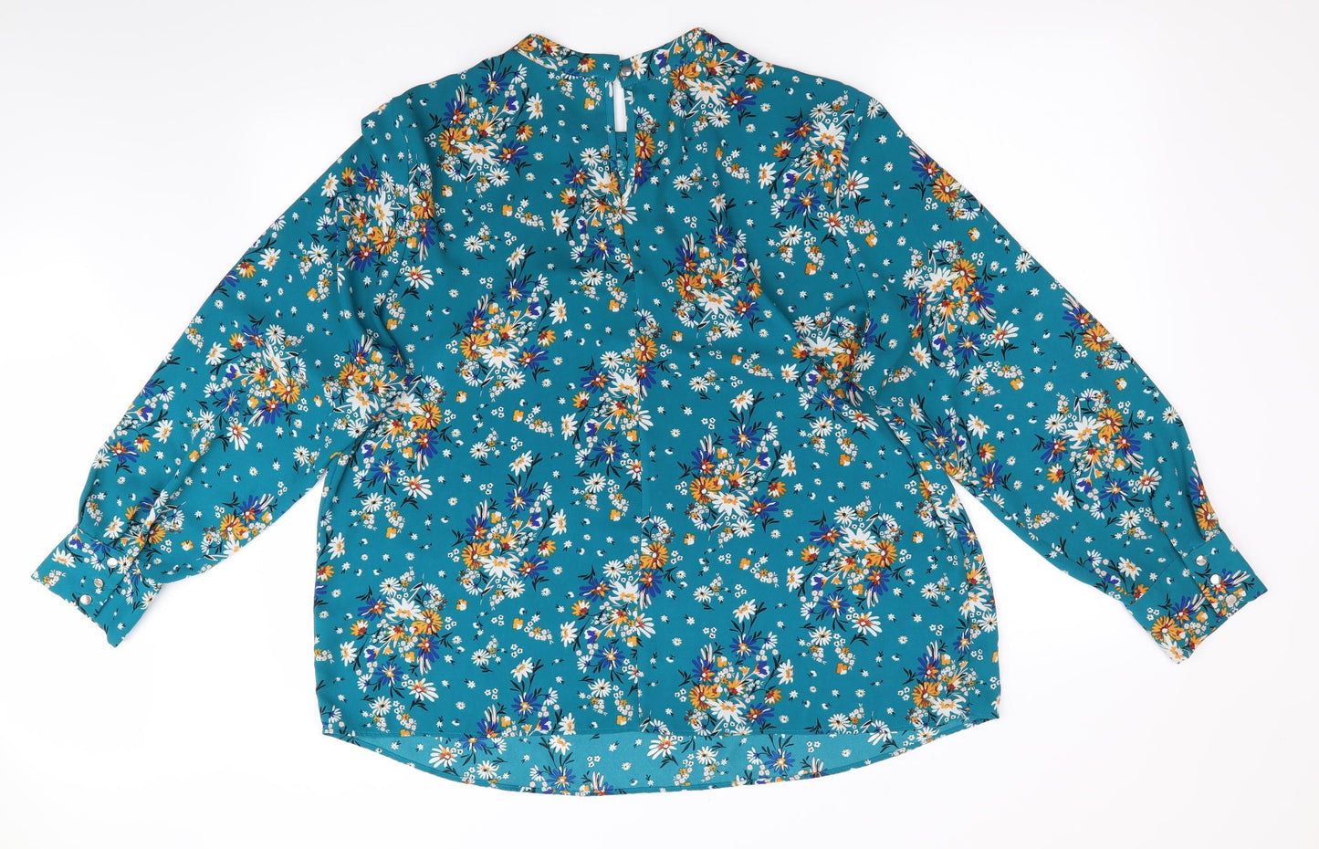 TU Womens Blue Floral  Basic Blouse Size 22