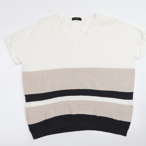 Florence and Fred Womens Ivory Striped  Pullover Jumper Size 18  - Subtle glitter effect