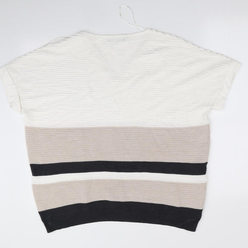 Florence and Fred Womens Ivory Striped  Pullover Jumper Size 18  - Subtle glitter effect