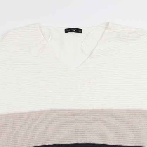 Florence and Fred Womens Ivory Striped  Pullover Jumper Size 18  - Subtle glitter effect