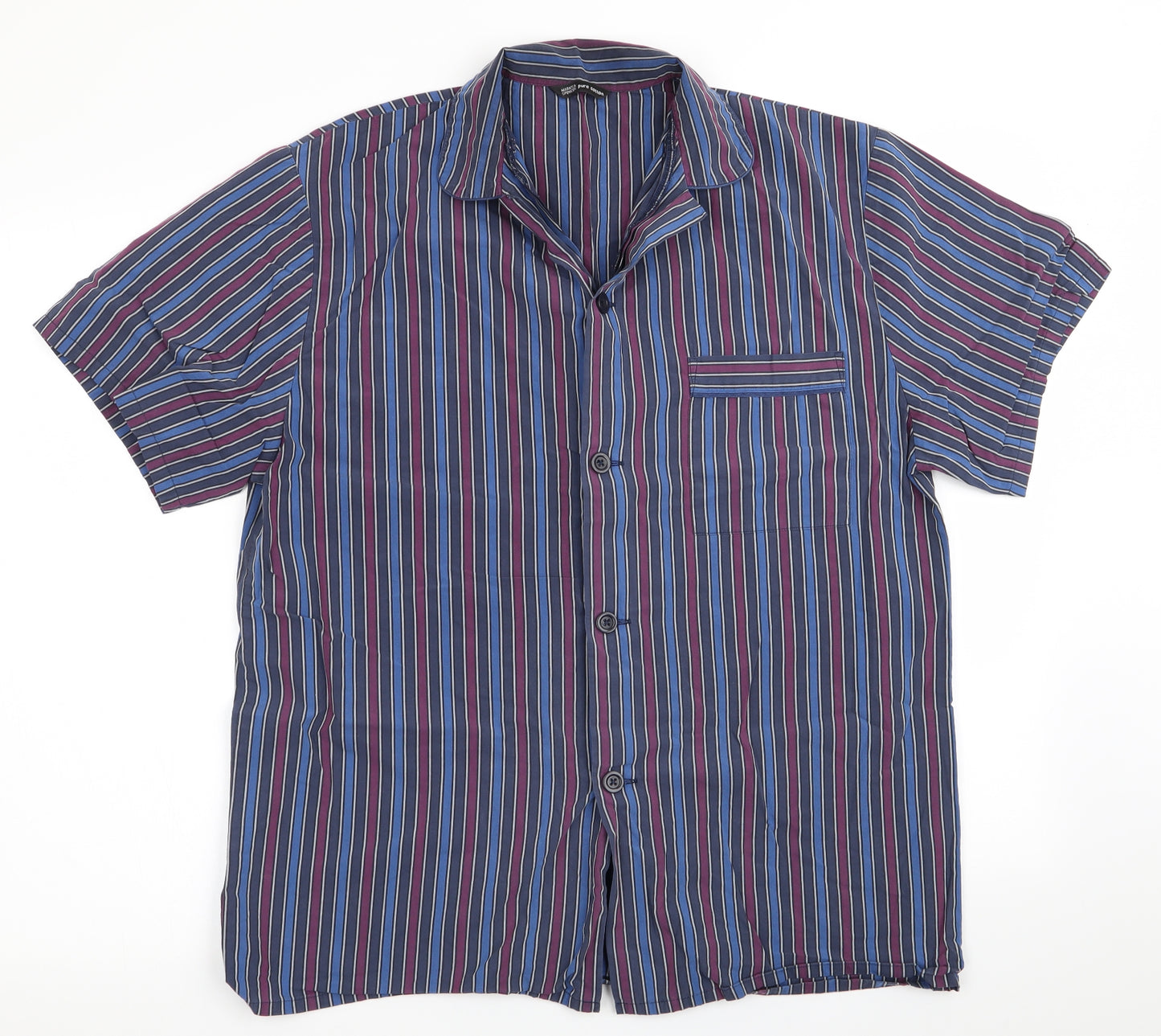 Marks and Spencer Mens Blue Striped   Pyjama Top Size M