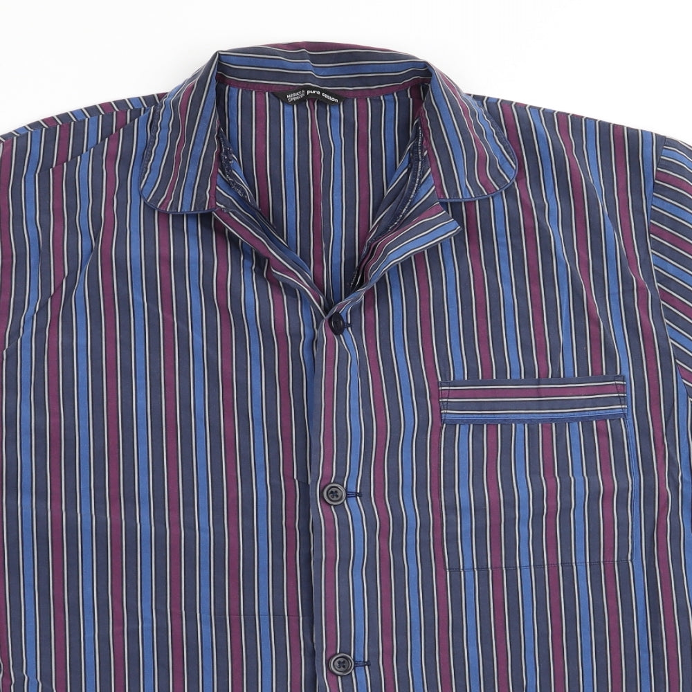 Marks and Spencer Mens Blue Striped   Pyjama Top Size M