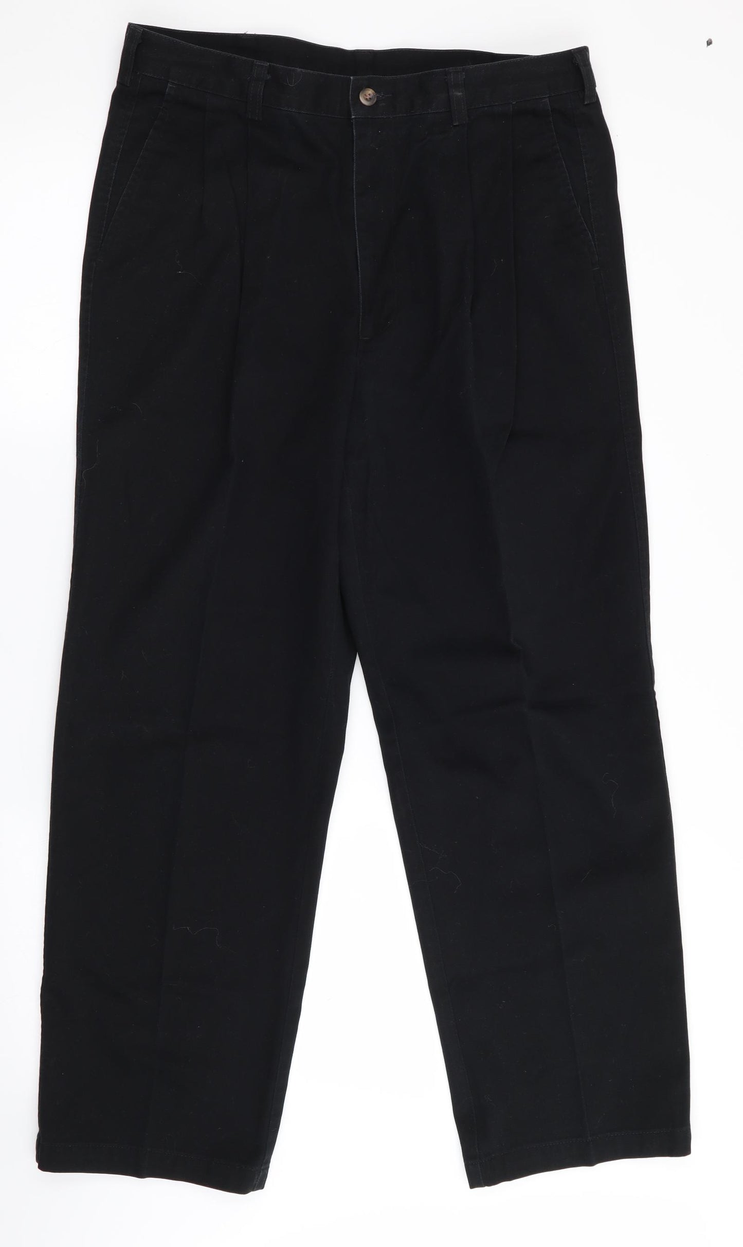 Haggar Mens Black   Chino Trousers Size 34 in L28 in
