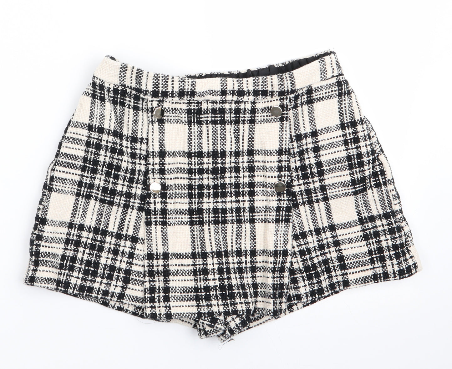 River Island Girls Black Check  Mini Skort Size 13-14 Years - Back Elastication