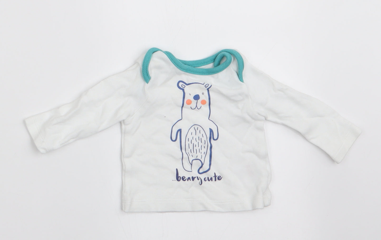 M&Co Boys White Animal Print  Basic T-Shirt Size Newborn