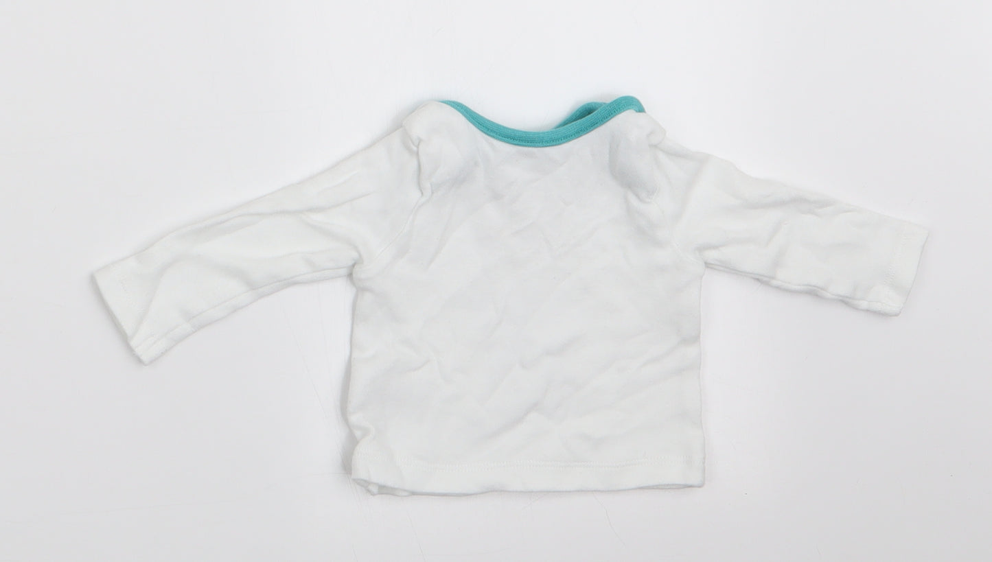 M&Co Boys White Animal Print  Basic T-Shirt Size Newborn