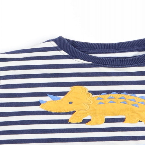 Marks and Spencer Boys Blue Striped  Pullover Casual Size 18-24 Months  - Dinasour Logo