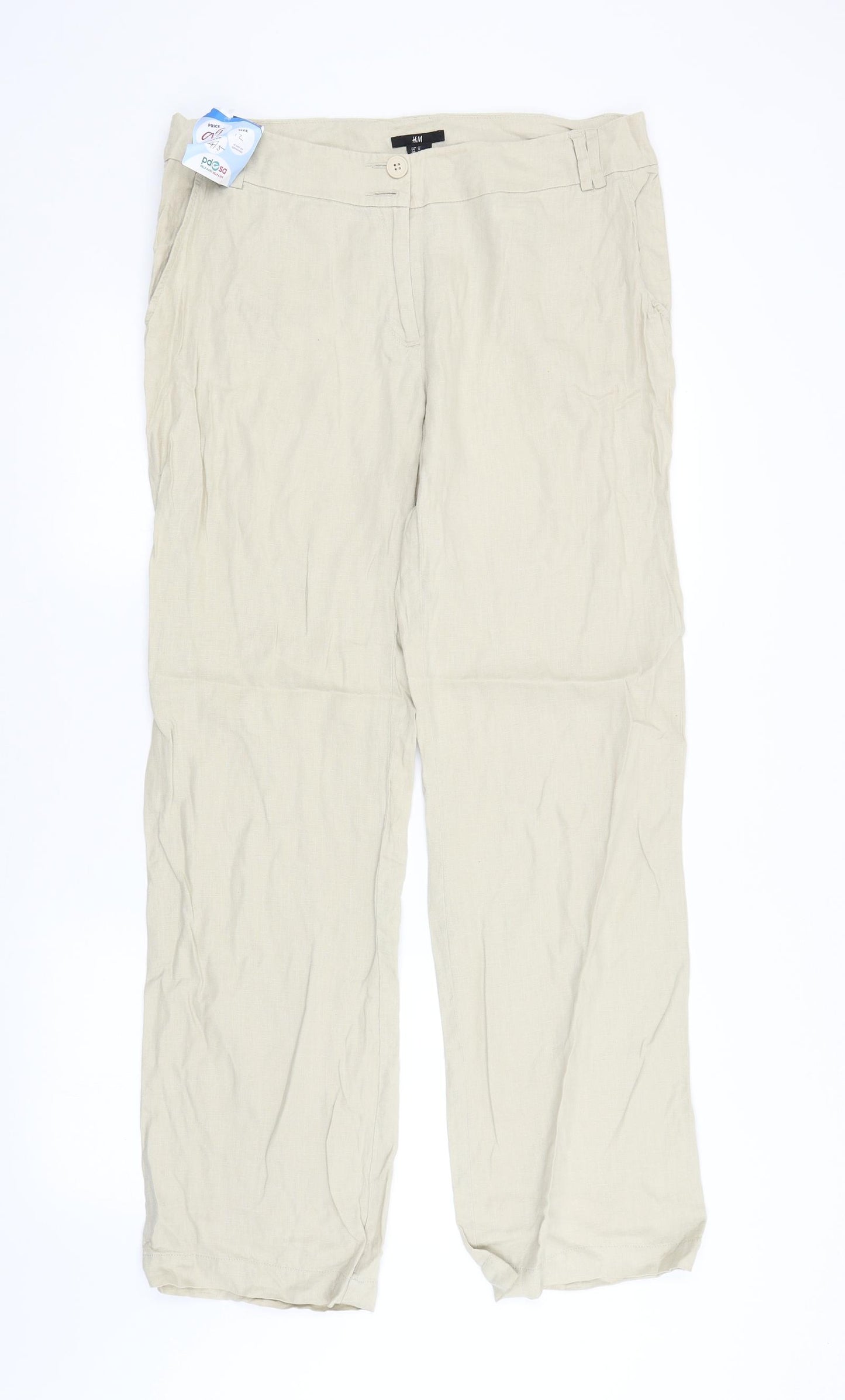 H&M Womens Beige   Trousers  Size 14 L32 in